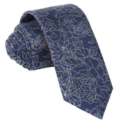 Borlix Willow Bloom Navy Floral Necktie