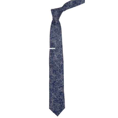 Borlix Willow Bloom Navy Floral Necktie